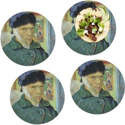 Van Gogh's Self Portrait with Bandaged Ear Set of 4 Glass Lunch / Dinner Plate 10"