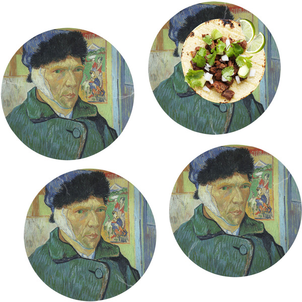 Custom Van Gogh's Self Portrait with Bandaged Ear Set of 4 Glass Lunch / Dinner Plate 10"