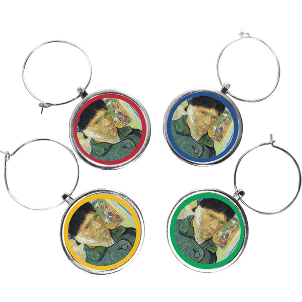 Custom Van Gogh's Self Portrait with Bandaged Ear Wine Charms (Set of 4)