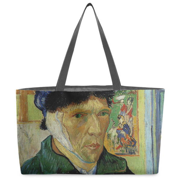 Custom Van Gogh's Self Portrait with Bandaged Ear Beach Totes Bag - w/ Black Handles