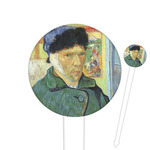 Van Gogh's Self Portrait with Bandaged Ear Round Plastic Food Picks