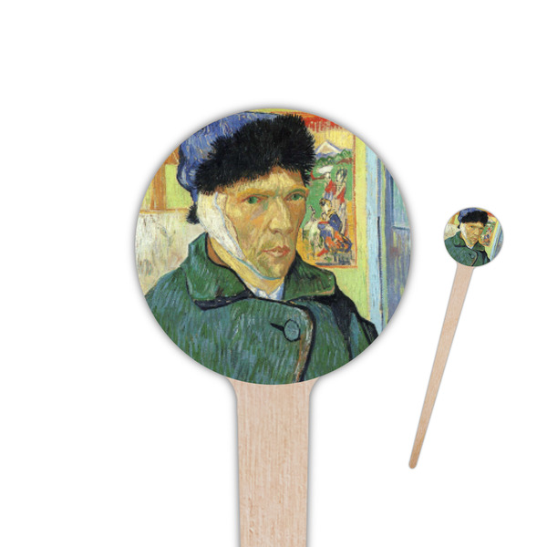 Custom Van Gogh's Self Portrait with Bandaged Ear 4" Round Wooden Food Picks - Double Sided