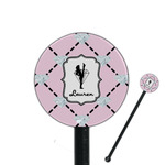 Diamond Dancers 5.5" Round Plastic Stir Sticks - Black - Double Sided (Personalized)