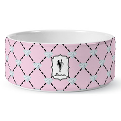 Diamond Dancers Ceramic Dog Bowl - Large (Personalized)