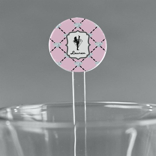 Custom Diamond Dancers 7" Round Plastic Stir Sticks - Clear (Personalized)