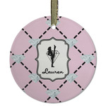 Diamond Dancers Flat Glass Ornament - Round w/ Name or Text