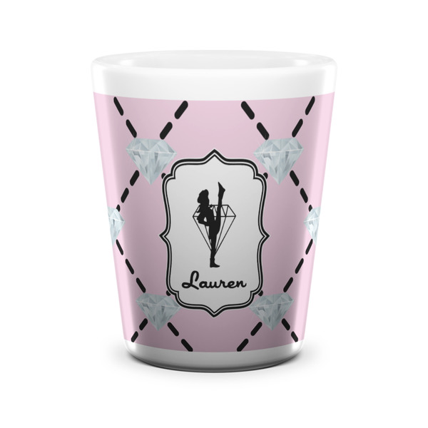 Custom Diamond Dancers Ceramic Shot Glass - 1.5 oz - White - Set of 4 (Personalized)