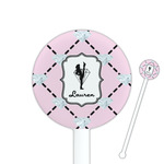 Diamond Dancers 5.5" Round Plastic Stir Sticks - White - Double Sided (Personalized)