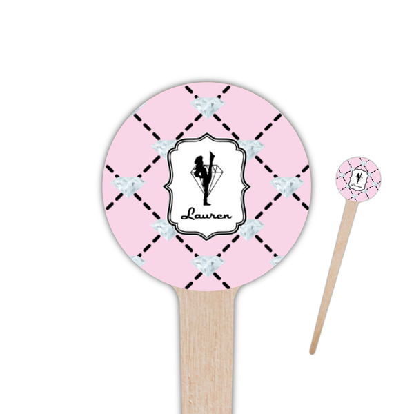 Custom Diamond Dancers 4" Round Wooden Food Picks - Single Sided (Personalized)