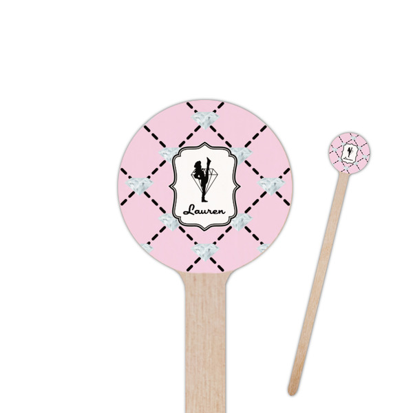 Custom Diamond Dancers 7.5" Round Wooden Stir Sticks - Single Sided (Personalized)