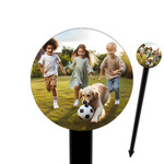 Photo 6" Round Plastic Food Picks - Black - Single-Sided