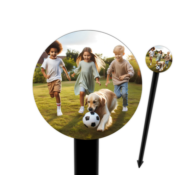 Custom Photo 6" Round Plastic Food Picks - Black - Double-Sided