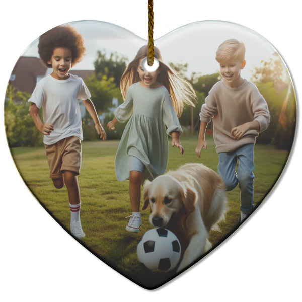 Custom Photo Heart Ceramic Ornament