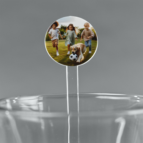 Custom Photo 7" Round Plastic Stir Sticks - Clear