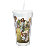 Photo Double Wall Tumbler with Straw