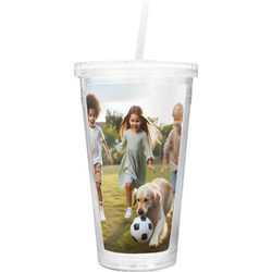 Photo Double Wall Tumbler with Straw