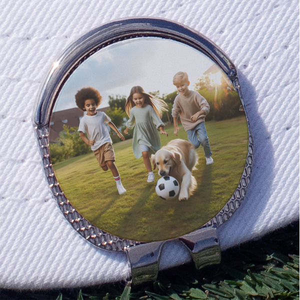 Custom Photo Golf Ball Marker - Hat Clip - Silver