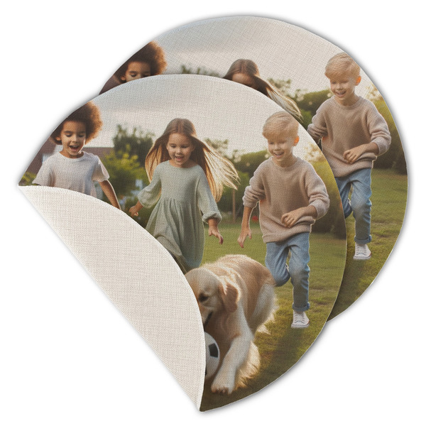 Custom Photo Round Linen Placemats - Single-Sided - Set of 4