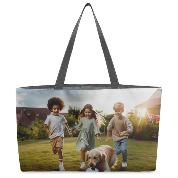 Custom Photo Beach Totes Bag - w/ Black Handles