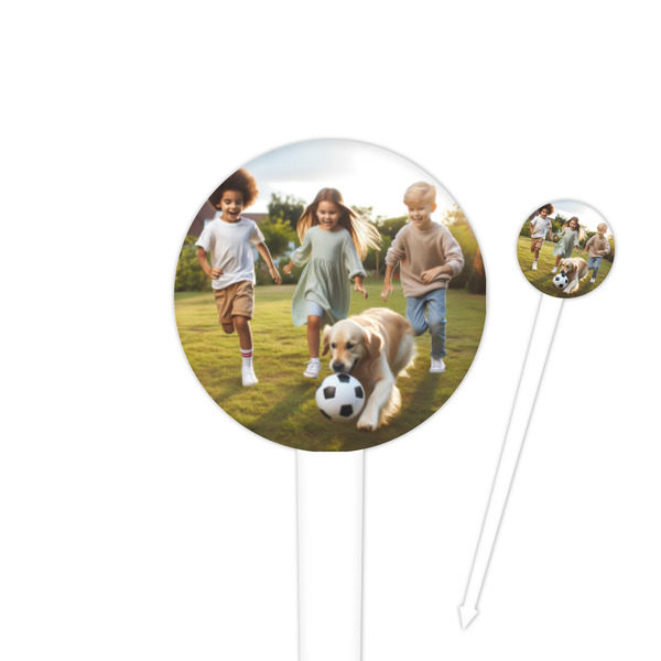 Custom Photo 4" Round Plastic Food Picks - White - Single-Sided