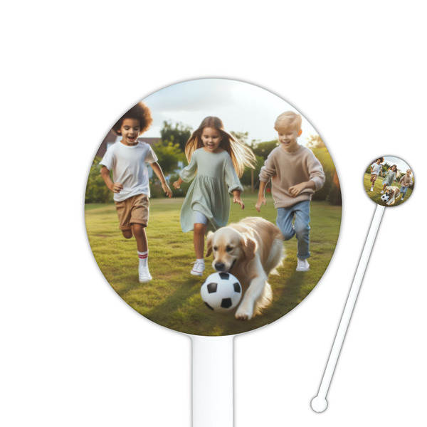 Custom Photo 5.5" Round Plastic Stir Sticks - White - Single-Sided