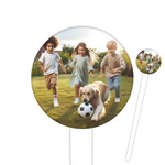 Photo 6" Round Plastic Food Picks - White - Single-Sided