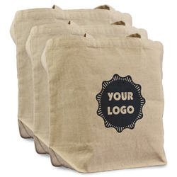 Logo Reusable Cotton Grocery Bags - Set of 3