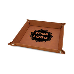 Logo Faux Leather Valet Tray - 6" x 6" - Rawhide