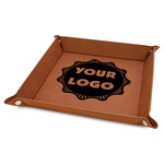 Logo Faux Leather Dice Tray - 9" x 9" - Rawhide