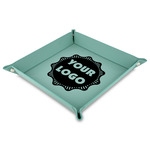 Logo Faux Leather Dice Tray - 9" x 9"  - Teal