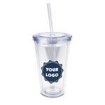 Logo 16 oz Double Wall Acrylic Tumbler with Lid & Straw - Full Print