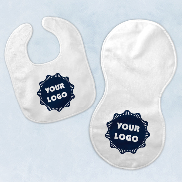 Custom Logo Baby Bib & Burp Set