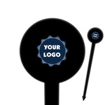 Logo 6" Round Plastic Food Picks - Black - Double-Sided