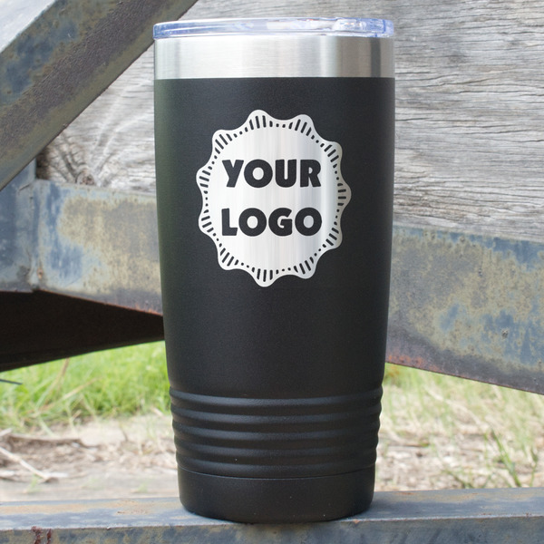 Custom Logo 20 oz Stainless Steel Tumbler - Black - Double-Sided