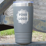 Logo 20 oz Stainless Steel Tumbler - Grey - Double-Sided