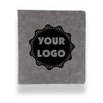 Logo Leather Binder - 1" - Grey