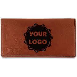 Logo Leatherette Checkbook Holder - Single-Sided