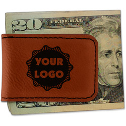 Logo Leatherette Magnetic Money Clip - Double-Sided