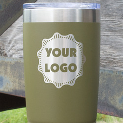 Logo 20 oz Stainless Steel Tumbler - Olive - Double-Sided