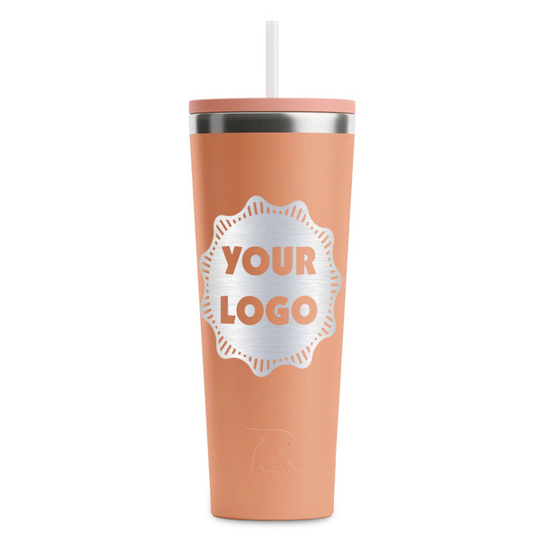 Custom Logo RTIC Everyday Tumbler with Straw - 28oz - Peach - Single-Sided