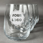 Logo Stemless Wine Glasses - Laser Engraved- Set of 4