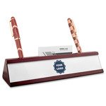 Logo Red Mahogany Nameplate with Business Card Holder