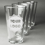 Logo Pint Glasses - Laser Engraved - Set of 4