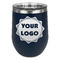 Logo Stainless Wine Tumblers - Navy - Double Sided - Front