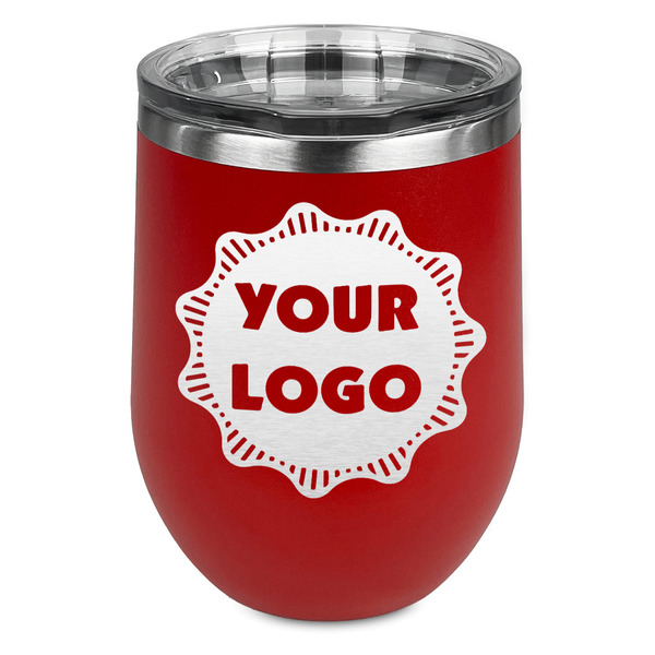 Custom Logo Stemless Stainless Steel Wine Tumbler - Red - Double-Sided