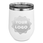 Logo Stemless Stainless Steel Wine Tumbler - White - Single-Sided