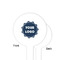 Logo White Plastic 4" Food Pick - Round - Single Sided - Front & Back