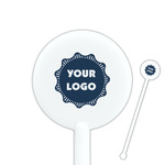 Logo 5.5" Round Plastic Stir Sticks - White - Double-Sided