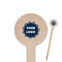 Logo 6" Round Wooden Food Picks - Single-Sided
