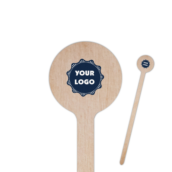 Custom Logo 7.5" Round Wooden Stir Sticks - Single-Sided